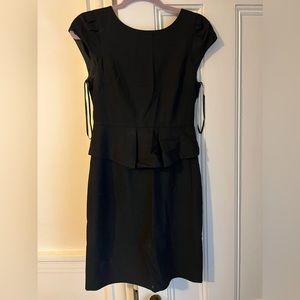 J crew black dress with peplum waistline, size 0.